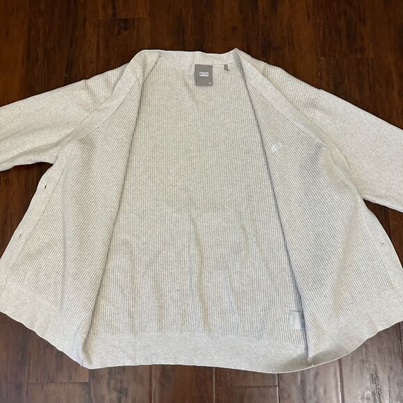 KITH W's Gemma Ribbed Knit Cardigan Sweater in Cream - Picture 8 of 14